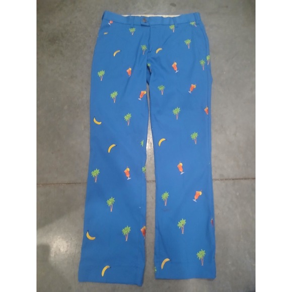 Loudmouth Golf Other - Loudmouth Men's Royal Blue Golf Pants Size 34 X 31.5 Bananas Palm Trees Cocktail